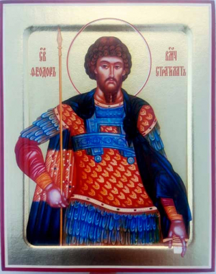 купить - Икона Феодора Стратилата, великомученика на дереве: 125 х 160 - фото 1
