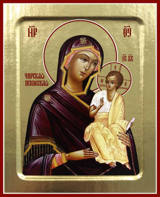 купить - Икона Пресвятой Богородицы, Чирская (Псковская) на дереве: 125 х 160 - фото 1
