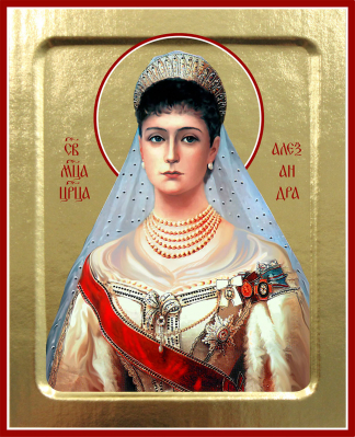 купить - Икона Александры, царицы на дереве: 125 х 160 - фото 1