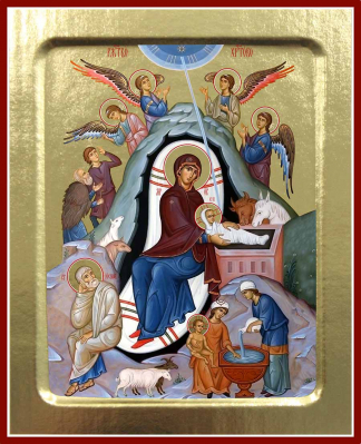 купить - Икона Рождества Христова на дереве: 125 х 160 - фото 1