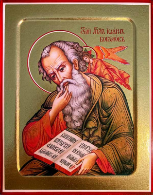 купить - Икона Иоанна Богослова, апостола и евангелиста (с Ангелом) на дереве: 125 х 160 - фото 1