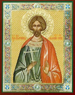 купить - Икона на деревянной основе Иоанн Сочавский св. вмч. 8х6 с тиснением золотой фольгой, в упаковке - фото 1