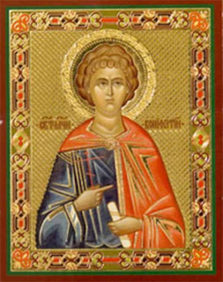 купить - Икона на деревянной основе Вонифатий Тарсийский св. мч. 8х6 с тиснением золотой фольгой, в упаковке - фото 1