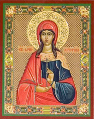 купить - Икона на деревянной основе Христина св. мц. 8х6 с тиснением золотой фольгой, в упаковке - фото 1