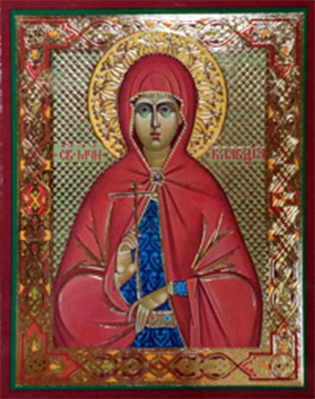 купить - Икона на деревянной основе Клавдия св. мц. 8х6 с тиснением золотой фольгой, в упаковке - фото 1