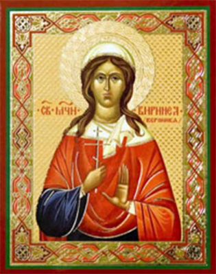купить - Икона на деревянной основе Виринея (Вероника) Едесская мц. 8х6 с тиснением золотой фольгой, в упаков - фото 1