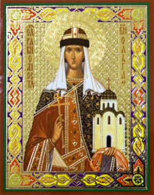 купить - Икона на деревянной основе Ольга равноап. княгиня 8х6 с тиснением золотой фольгой, в упаковке - фото 1