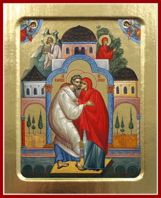 купить - Икона Иоакима и Анны, святых на дереве: 125 х 160 - фото 1