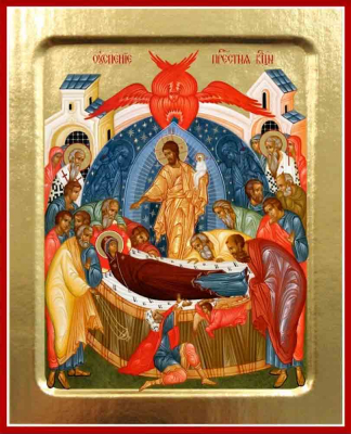 купить - Икона Пресвятой Богородицы, Успения на дереве: 125 х 160 - фото 1