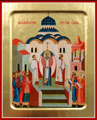купить - Икона Воздвижения Креста Господня на дереве: 125 х 160 - фото 1