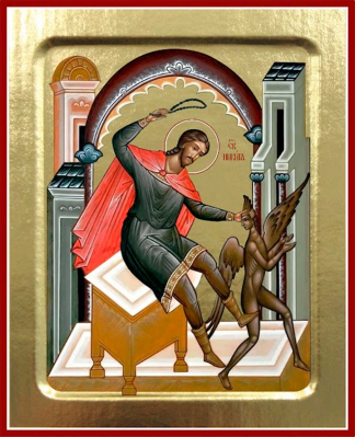 купить - Икона Никиты Бесогона, святого на дереве: 125 х 160 - фото 1