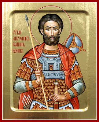 купить - Икона Иоанна Воина, мученика на дереве: 125 х 160 - фото 1