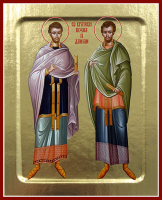 Икона Космы и Дамиана, врачевателей на дереве: 125 х 160