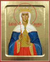 Икона Людмилы Чешской, мученицы на дереве: 125 х 160