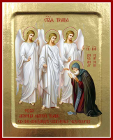 Икона явления Святой Троицы прп. Александру Свирскому на дереве: 125 х 160