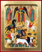 Икона Флора и Лавра, мучеников на дереве: 125 х 160
