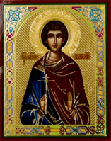 Икона на деревянной основе Анатолий св. мч. 8х6 с тиснением золотой фольгой, в упаковке