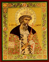 Икона на деревянной основе Владимир св. равноап. вел. князь 8х6 с тиснением золотой фольгой, в упако