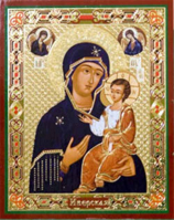 Икона на деревянной основе БМ Иверская 8х6 с тиснением золотой фольгой, в упаковке