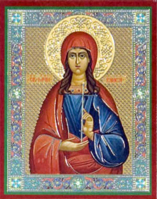 Икона на деревянной основе Раиса св. мц. 8х6 с тиснением золотой фольгой, в упаковке