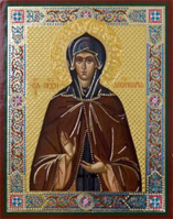 Икона на деревянной основе Аполлинария прп. 8х6 с тиснением золотой фольгой, в упаковке