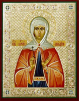 Икона на деревянной основе Лидия Иллирийская мц. 8х6 с тиснением золотой фольгой, в упаковке