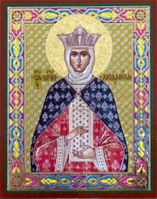 Икона на деревянной основе Людмила кн. Чешская, мц. 8х6 с тиснением золотой фольгой, в упаковке