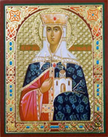 Икона на деревянной основе Тамара Великая св. блгв. царица Грузии 8х6 с тиснением золотой фольгой, в