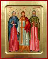 Икона Гурия, Самона и Авива, святых на дереве: 125 х 160