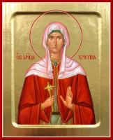 Икона Христины, мученицы (в багряном) на дереве: 125 х 160